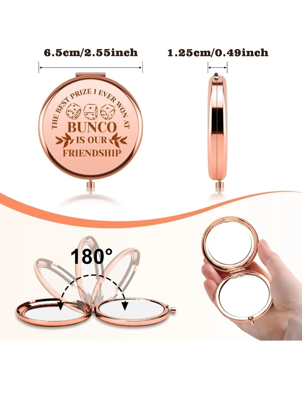 Rose Gold Compact Mirror - The Best Prize I Ever Won At Bunco Is Our Friendship